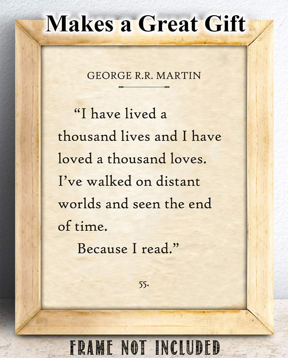 George R.R. Martin - I Have Lived A Thousand Lives - 11x14 Unframed Typography Book Page Print - Great Gift and Decor for Library, Classroom and Home Under $15