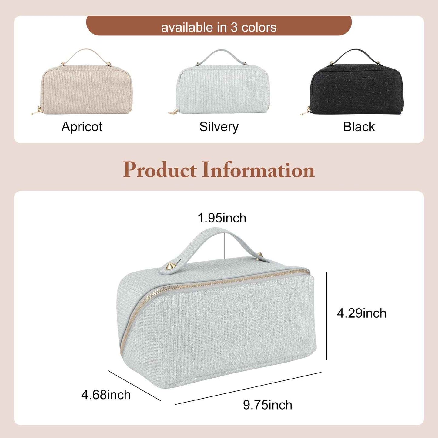 KEYPOWER Large Capacity Glitter Sequin Cosmetic Bag Travel Makeup Bag Sparkly and Shiny Portable Toiletry Bag with Handle for Women (Silver)