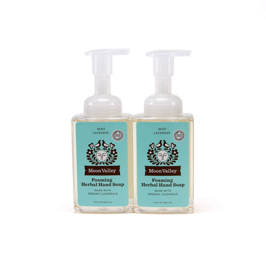 Moon Valley Herbal Foaming Hand Soap, Mint Lavender Two Pack, Vegan, Recyclable Bottle