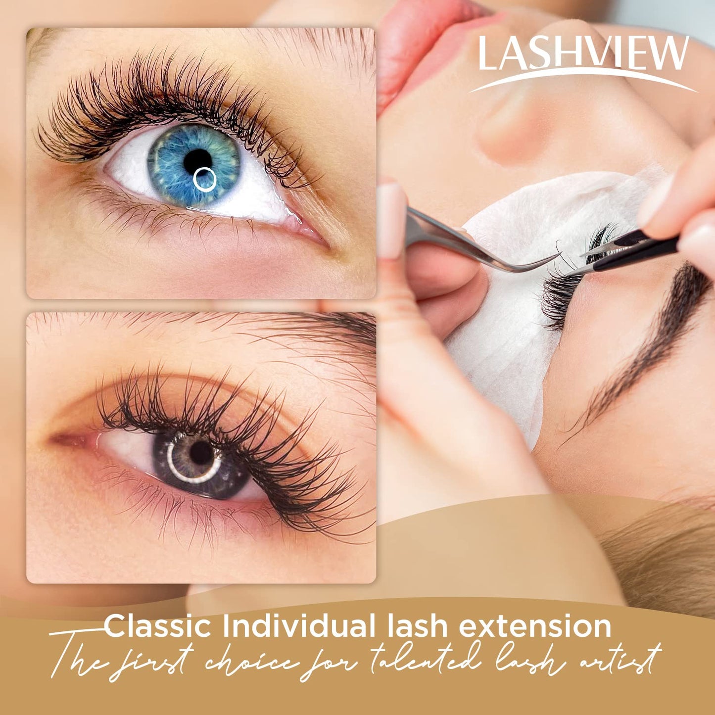 LASHVIEW Eyelash Extensions,Individual Lashes, Premium Single &Classic Lashes,0.10 Thickness C Curl 8-15mm Mixed Tray,Natural Semi Permanent Eyelashes,Soft Application-Friendly, Lashes