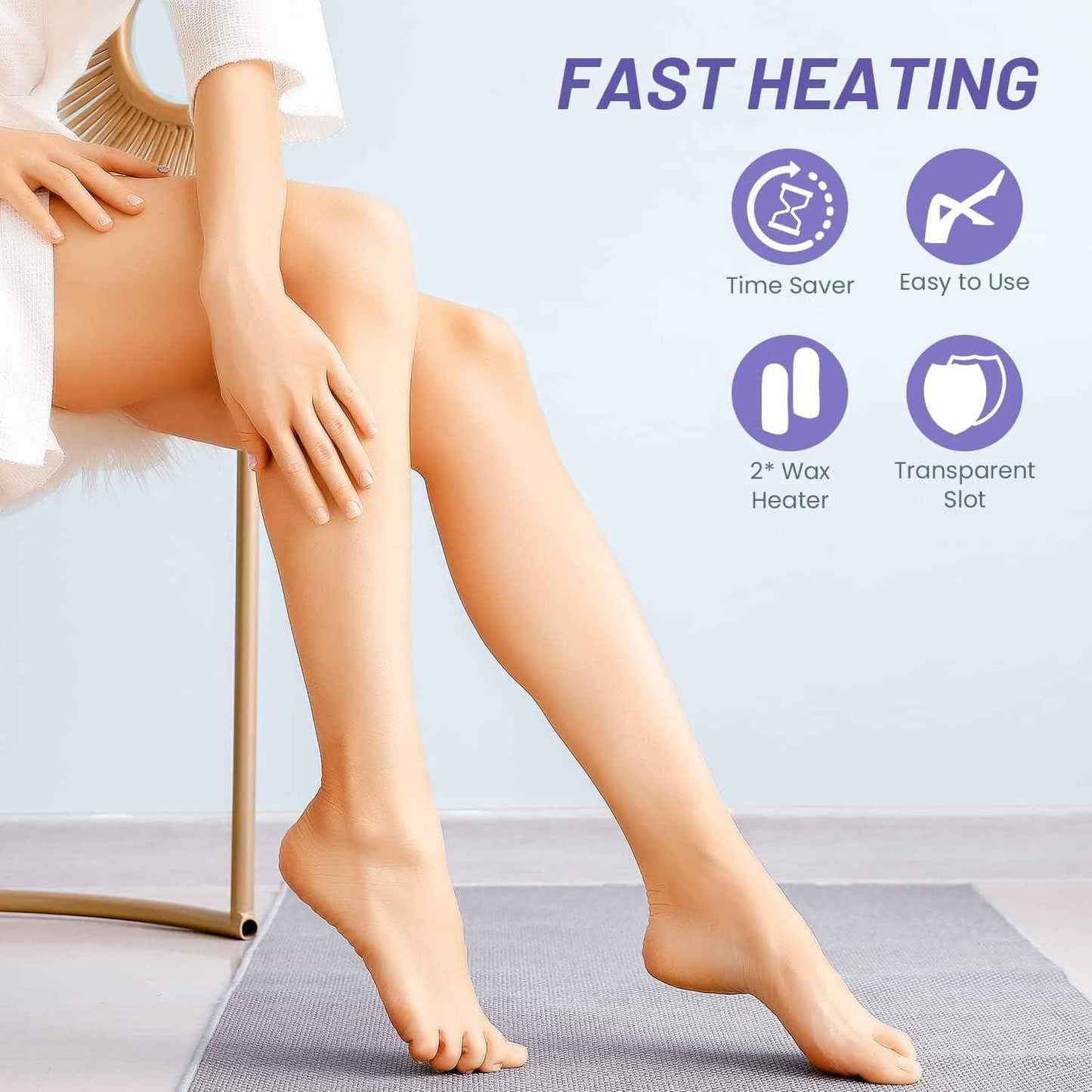 Subay Roll on Wax Warmer Double Cartridges Warmers 110v for Women Men Body Waxing Coarse Hair Removal with Heater Base for Hair, Leg, Face, Armpit, Bikini, Eyebrow, Brazilian