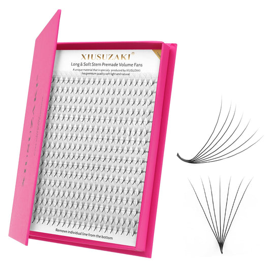 XIUSUZAKI Premade Fans Eyelash Extensions 7D Volume Lash Extensions 0.07 Thickness Eyelash Extension D Curl Premade Lash Fans Mix 9-16mm Fluffy Soft Handmade Lash Fan Eyelashes(7D-0.07-D,9-16mm)