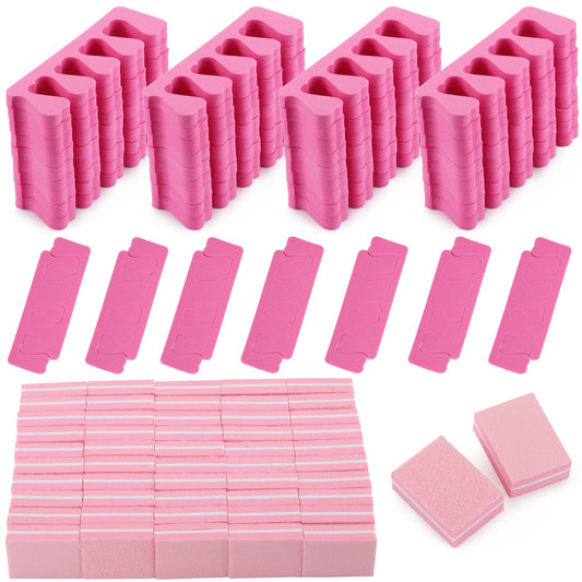 102pcs Toe Separators Set - Premium Pedicure Tool 52Pcs Super Soft Pedicure Toe Separator- 50Pcs Mini Nail Buffer Block File 80/100 Grit 2 Sided