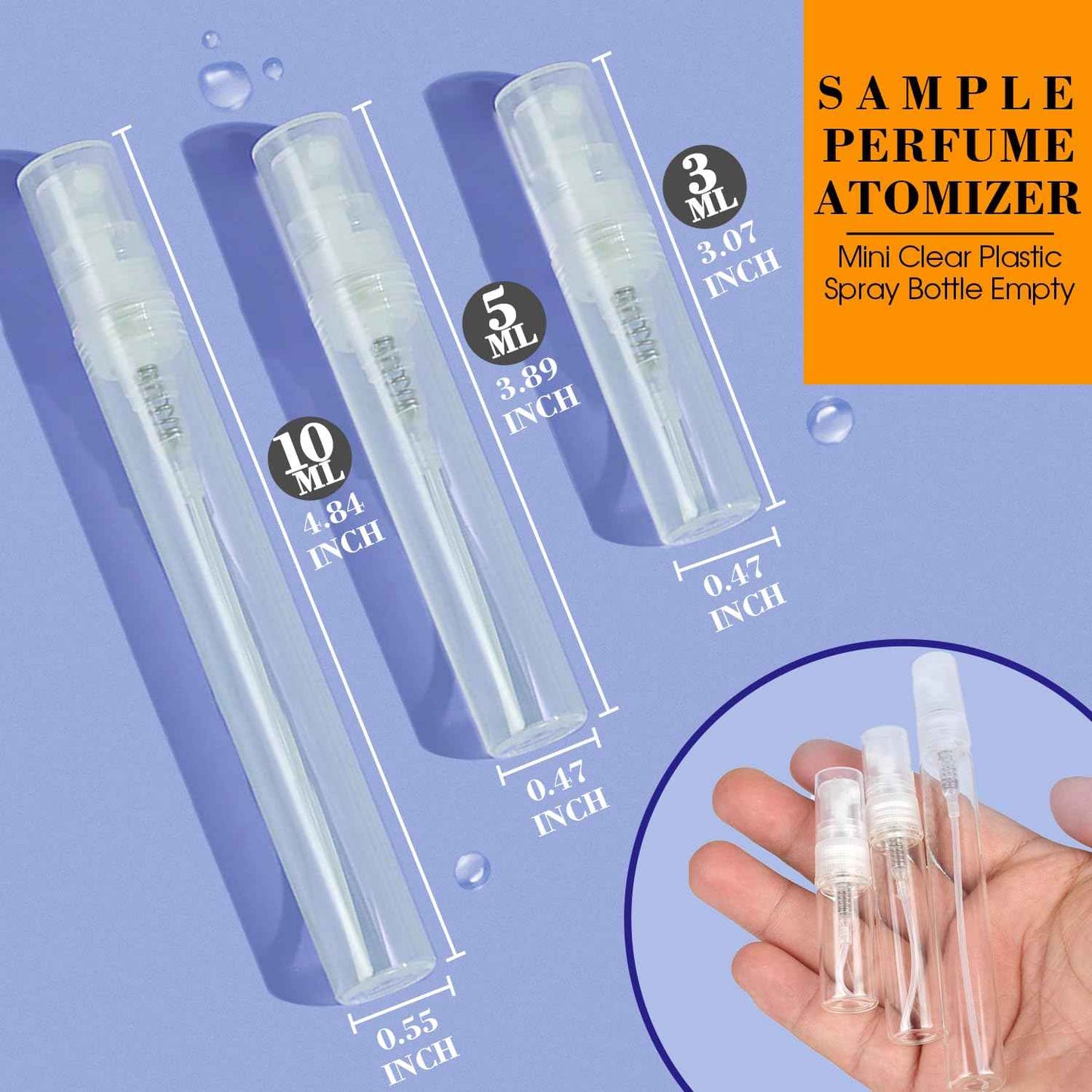 DupakSYS 60PCS 10ml Mini Spray Bottle, Portable Clear Plastic Spray Bottle, Empty Fine Mist Refillable Perfume Atomizer, Small Sample Containers for Cleaning, Travel, Essential Oils