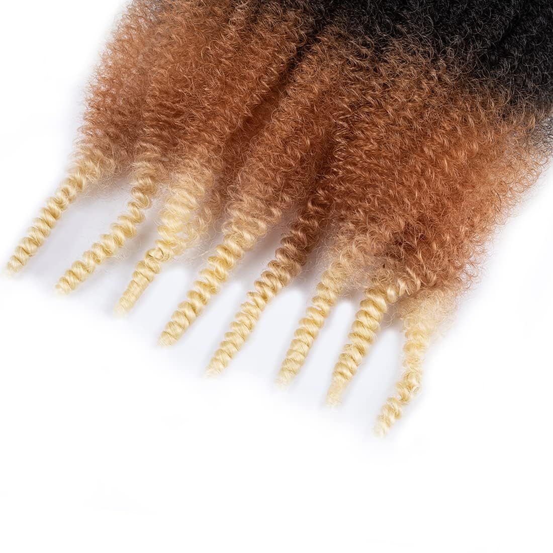 Kinky Twist Hair Marley Twist Hair Pre Separated Springy Afro Twist Hair 14 Inch 3 Packs Pre Fluffed Marley Twist Braiding Hair for Braids Marley Crochet Hair Extensions (T1B/27/613)