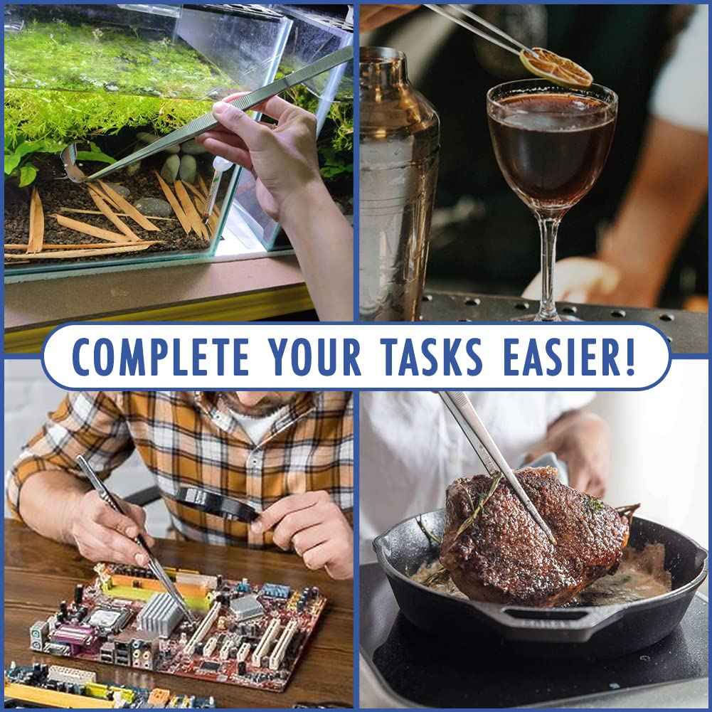 Heavy Duty 12 inches Stainless Steel Tweezers Straight Tips All-purpose Forceps Tweezers Tongs and Comfortable Ridged Handle for Crafting Cooking Repairing General Purpose Medical and Beauty