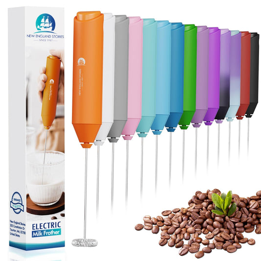 Powerful Milk Frother Handheld Foam Maker, Mini Whisk Drink Mixer for Coffee, Cappuccino, Latte, Matcha, Hot Chocolate, No Stand, Coral