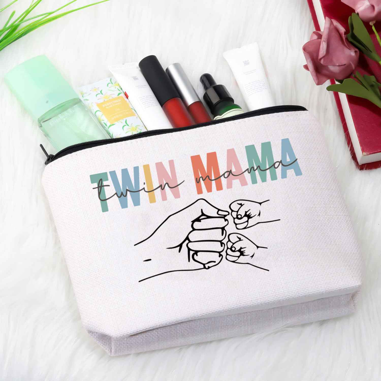 Twin Mama Gift Mom Of Twins Gift Makeup Bag Mommy To Be Gift New Mom Travel Pouch Mothers Day Gift from Twins (Twin Mama Bag)