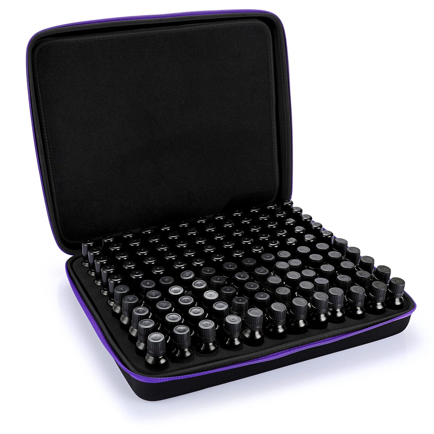 Hipiwe 120 Bottle EVA Essential Oil Storage Carrying Case Hard Shell Exterior Essential Oils Organizer Holder Traveling Bag with Foam Insert, Holds 5ml 10ml 15ml Essential Oils (X-Large, Black+Purple)