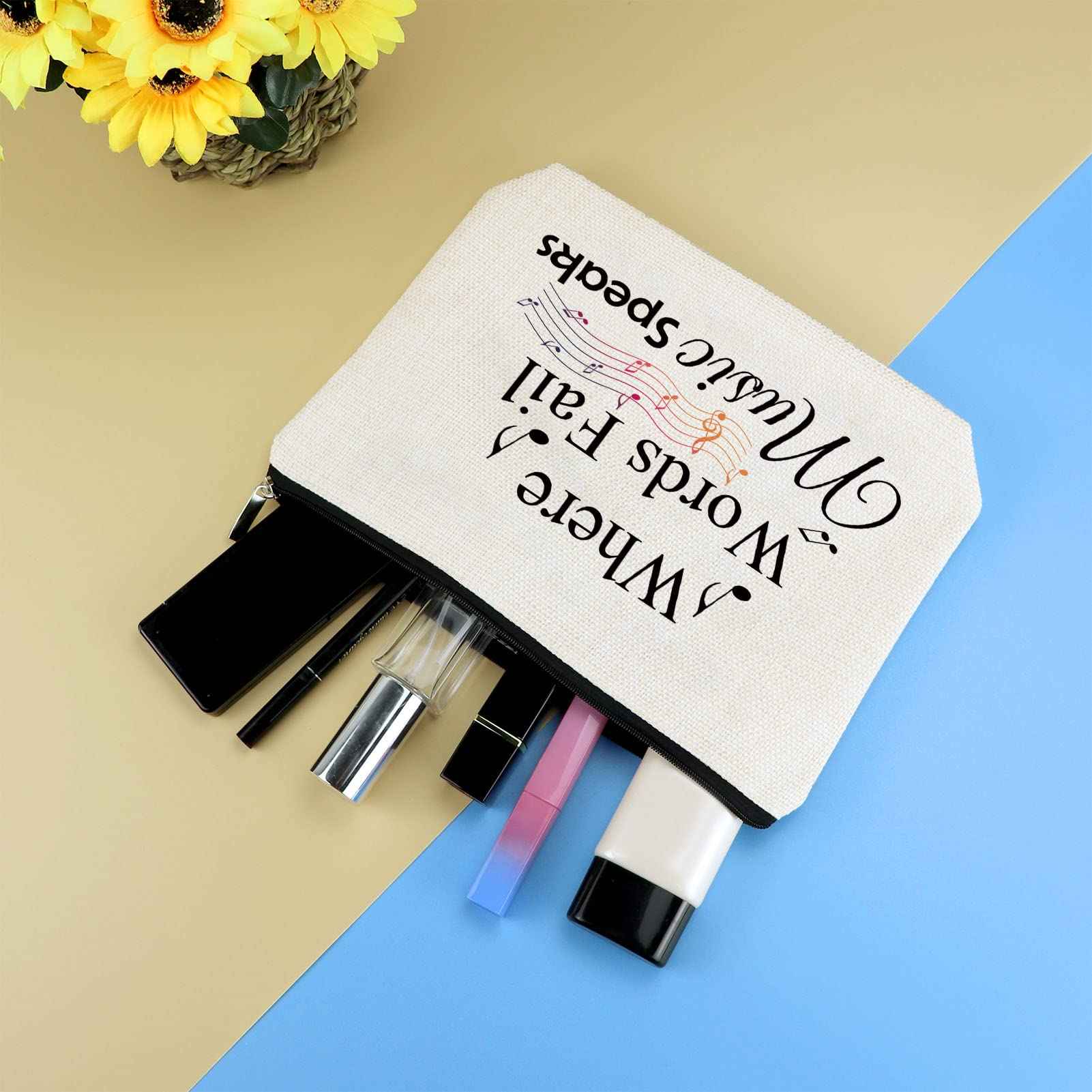 Music Gift for Women Makeup Bag Musical Lover Gifts Cosmetic Bag Music Teacher Appreciation Thank You Gift Christmas Birthday Gifts for Musical Teacher Student Musicians Travel Toiletry Bags