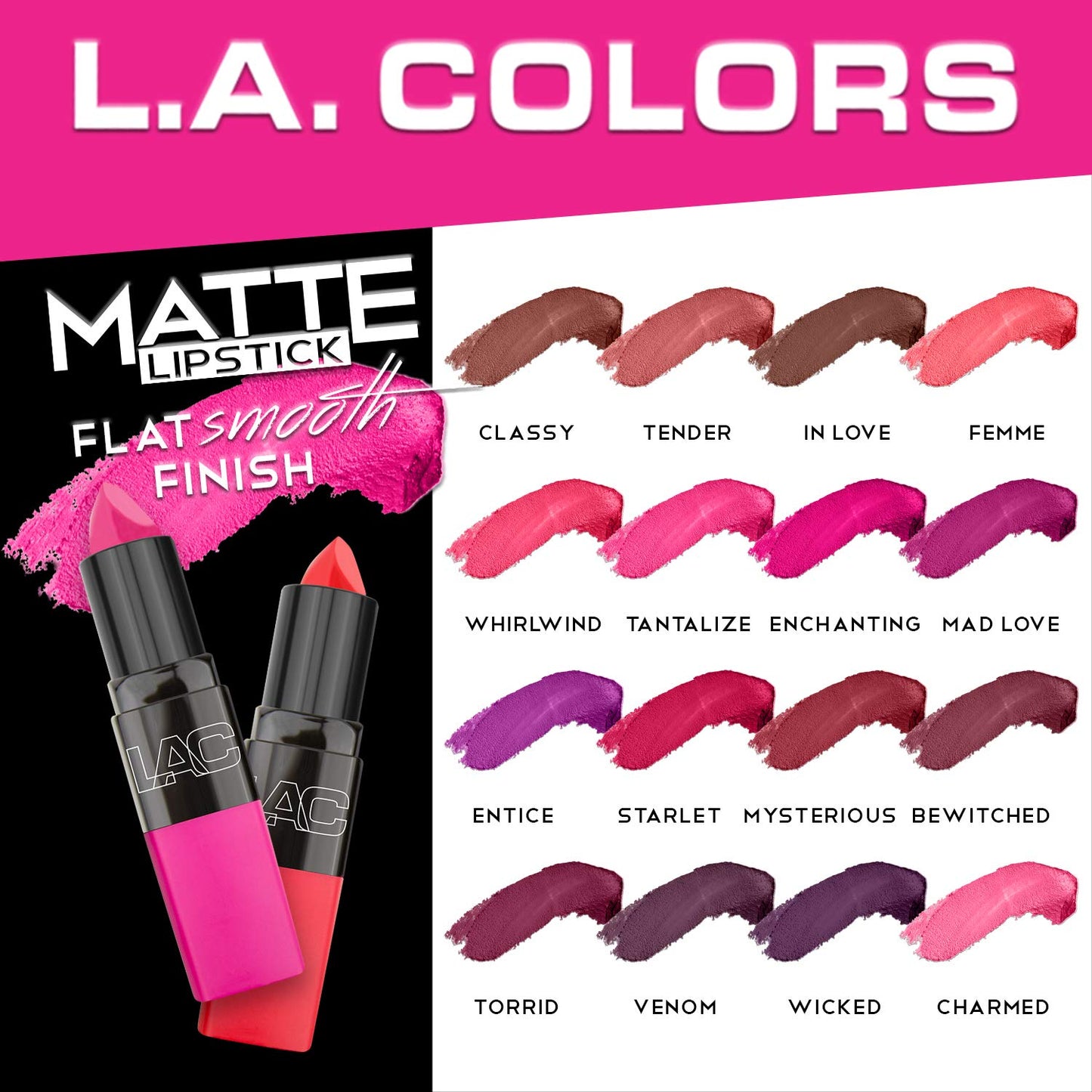 L.A. COLORS Matte Lipstick, In Love, 1 Ounce (Pack of 2)