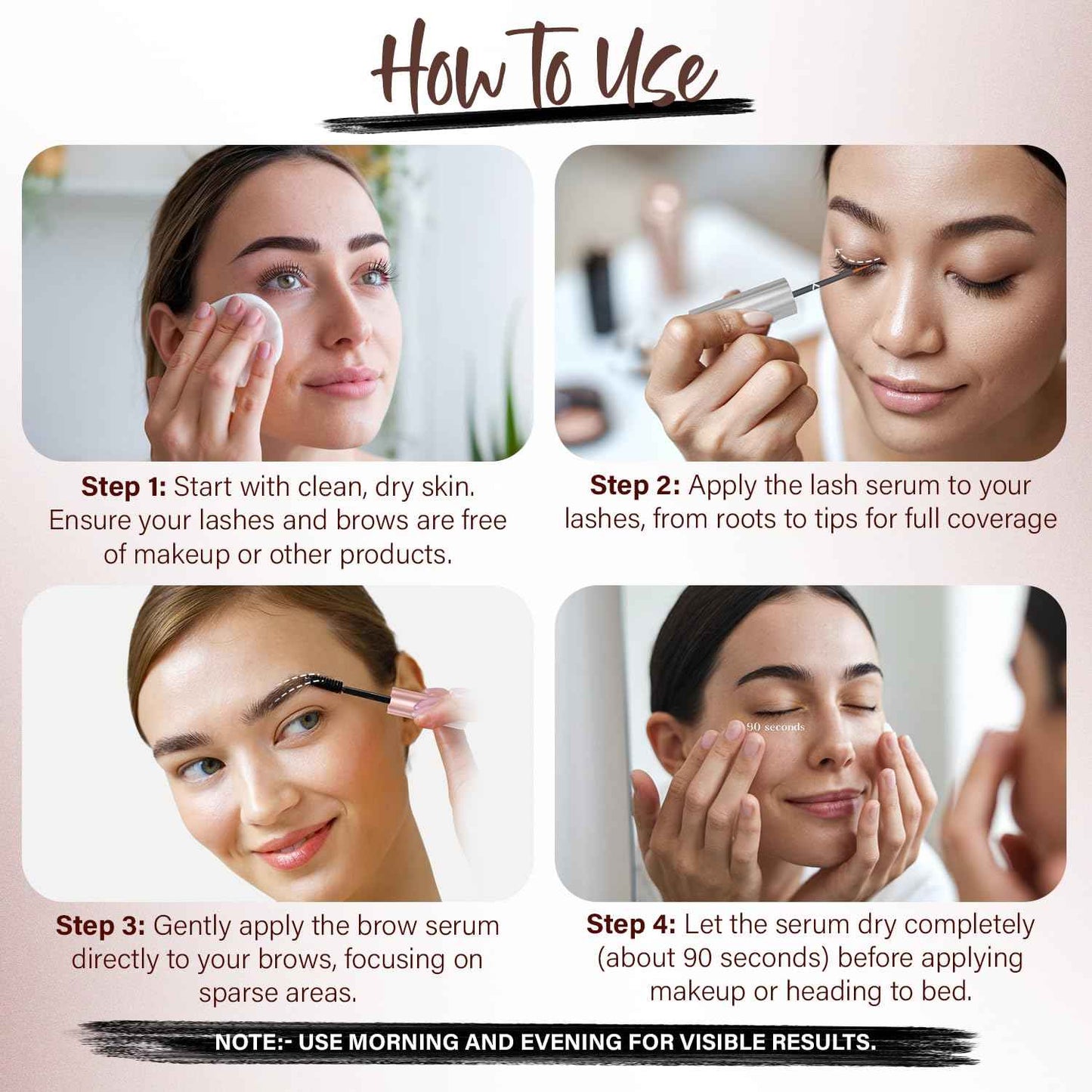 Herbishh Eyelash & Eyebrow Enhancing Serum – Nourishing Duo for Fuller-Looking Lashes & Brows, Safe for Lash Extensions, Fragrance-Free, Travel-Friendly Duo, 0.135 fl. oz each