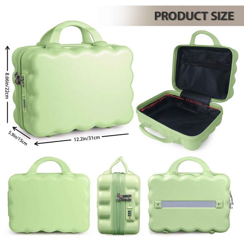 GigabitBest Portable Makeup Travel Case，PC+ABS hard shell cosmetic case,Women's portable cosmetic case with safety lock, suitable for travel and daily use-Green