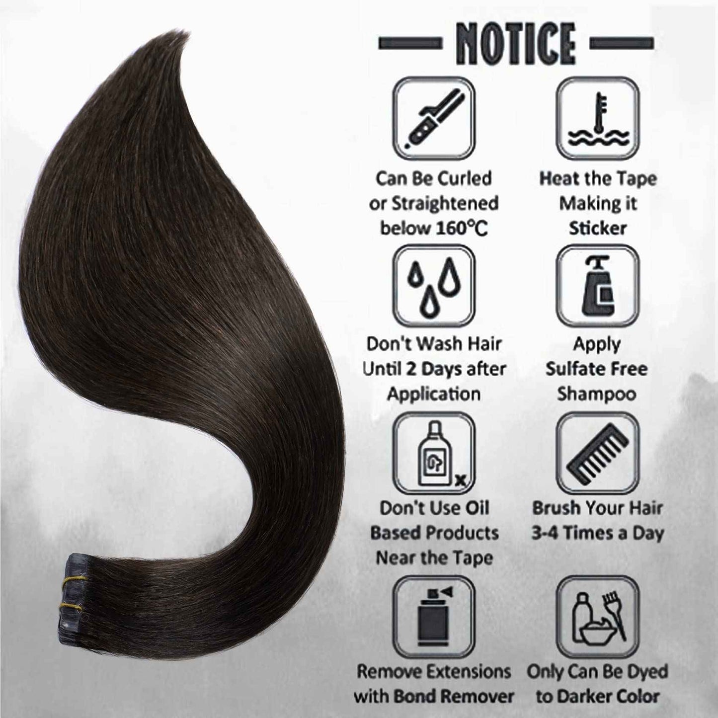 Purfasion Tape in Hair Extensions Remy Human Hair Dark Brown Invisible Skin Wef 22inch 60g 20 Pieces Staight Tape ins for Fashion Women