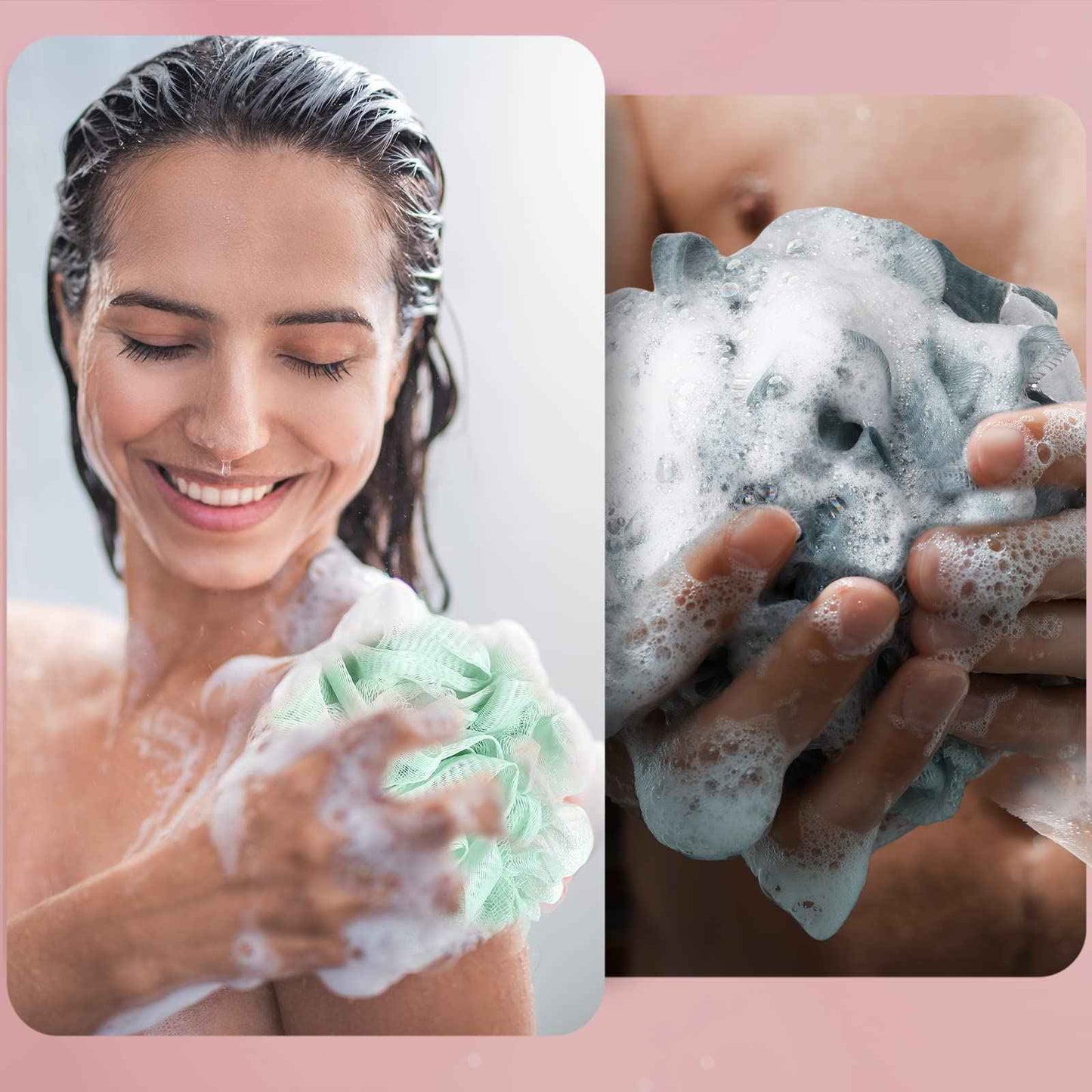 Shellwei 48 Pack Bath Sponge Shower Loofahs Bulk Pack 50g Soft Net Body Scrubber Shower Pouf Sponge Ball Body Exfoliating Bath Scrunchies for Men and Women