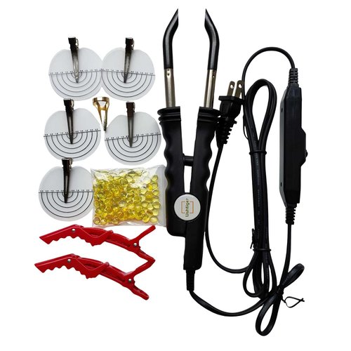 Ushtiger Fusion Extension Tools Hair Extension Connector Machine Pre Bonded Keratin Flat Tips Heat Connector Wand Iron Full Tool Kit Hot Fusion Iron Bonding For Diy And Salon Use K Tip Black