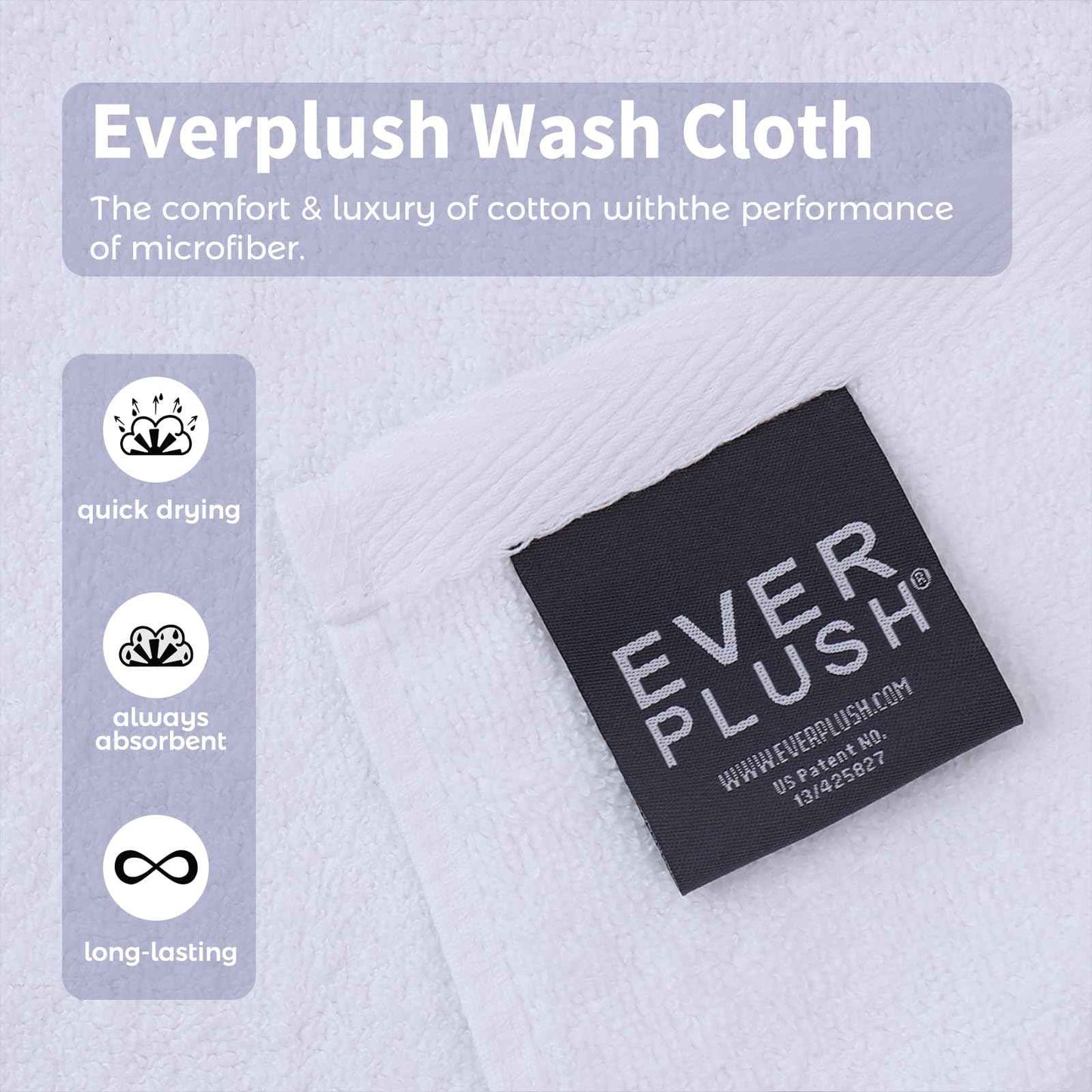 Everplush Country Terry Face Towel 6-Piece Set - Cotton Combined with Microfiber, High Absorbency, Extra Soft, Suitable for Face Cleansing & Baby Care, Lint-Free, Multi-Purpose