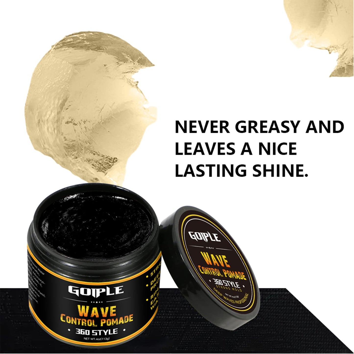 Natural Wave Pomade for Men Strong Hold, Easy Wash 360 Wave Training Hair Cream, Waves Grease for Men Promotes Layered Waves, Moisture, Control and Silky Shine 4oz