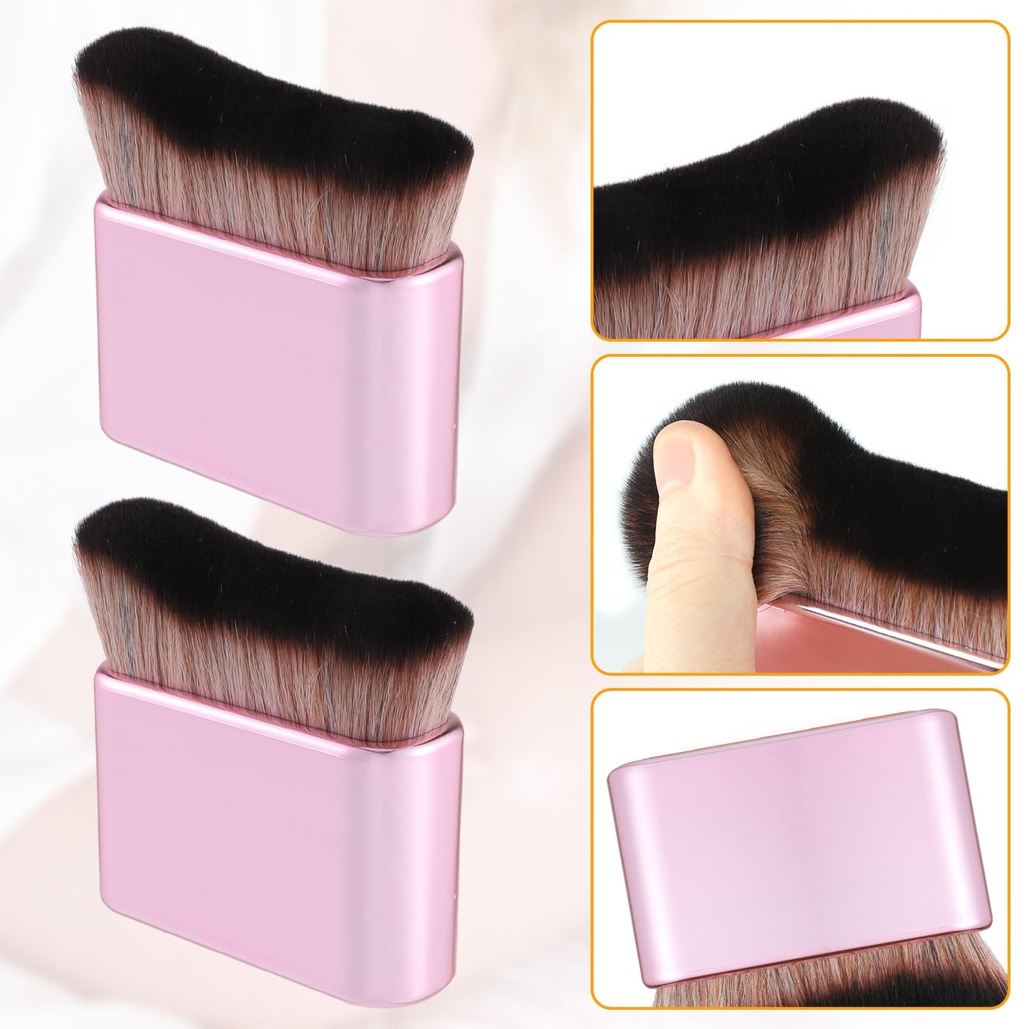 2pcs Self Tanning Brushes, Soft Bristles Body Makeup Brush Liquid Foundation Self Tan Blending Brush Tanning Brush Applicator for Face Body (Rose Pink)