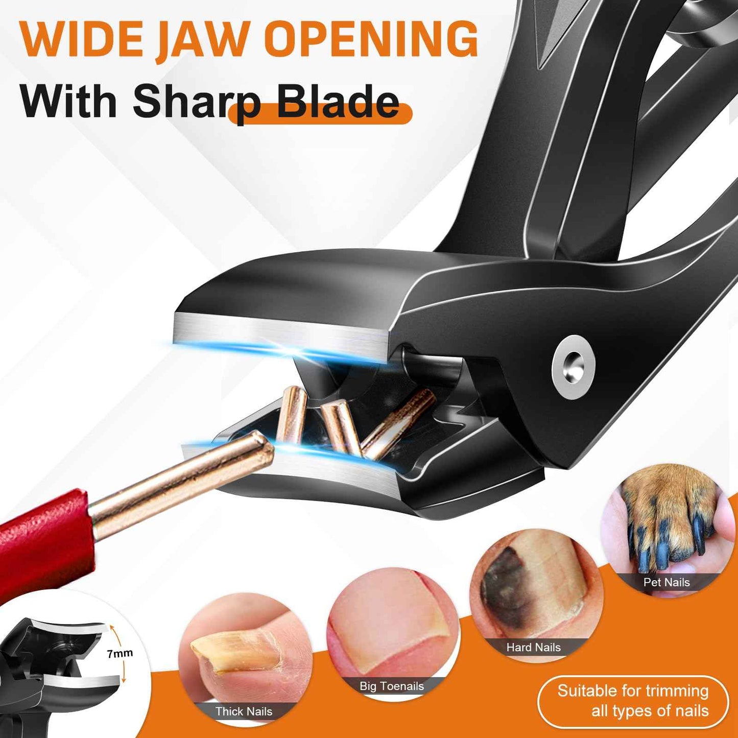 DRMODE Nail Clippers for Men Thick Nails, Angled Head Toe Nail Clippers for Thick Nails for Seniors, Slanted Nail Clippers for Thick Ingrown Nails with Wide Jaw, Heavy Duty Ingrown Toenail Clippers