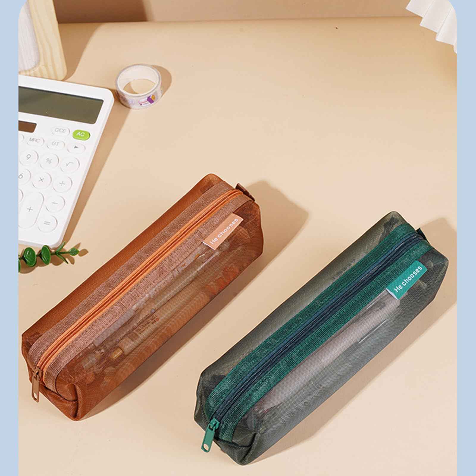 Gidary Mesh Cosmetic Bag Portable Clear Makeup Bags Mesh Zipper Pouch for Home Office Travel Accessories Organizer (2PCS Red & Purple)