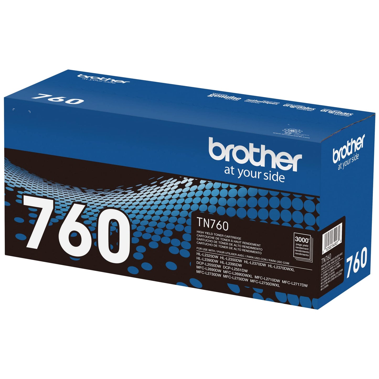 Brother Genuine TN760 High Yield Black Toner Cartridge, (for use with MFC-L2710DW MFC-L2750DW HL-L2350DW HL-L2370DW HL-L2395DW HL-L2390DW DCP-L2550DW Printers) (Pack of 3)