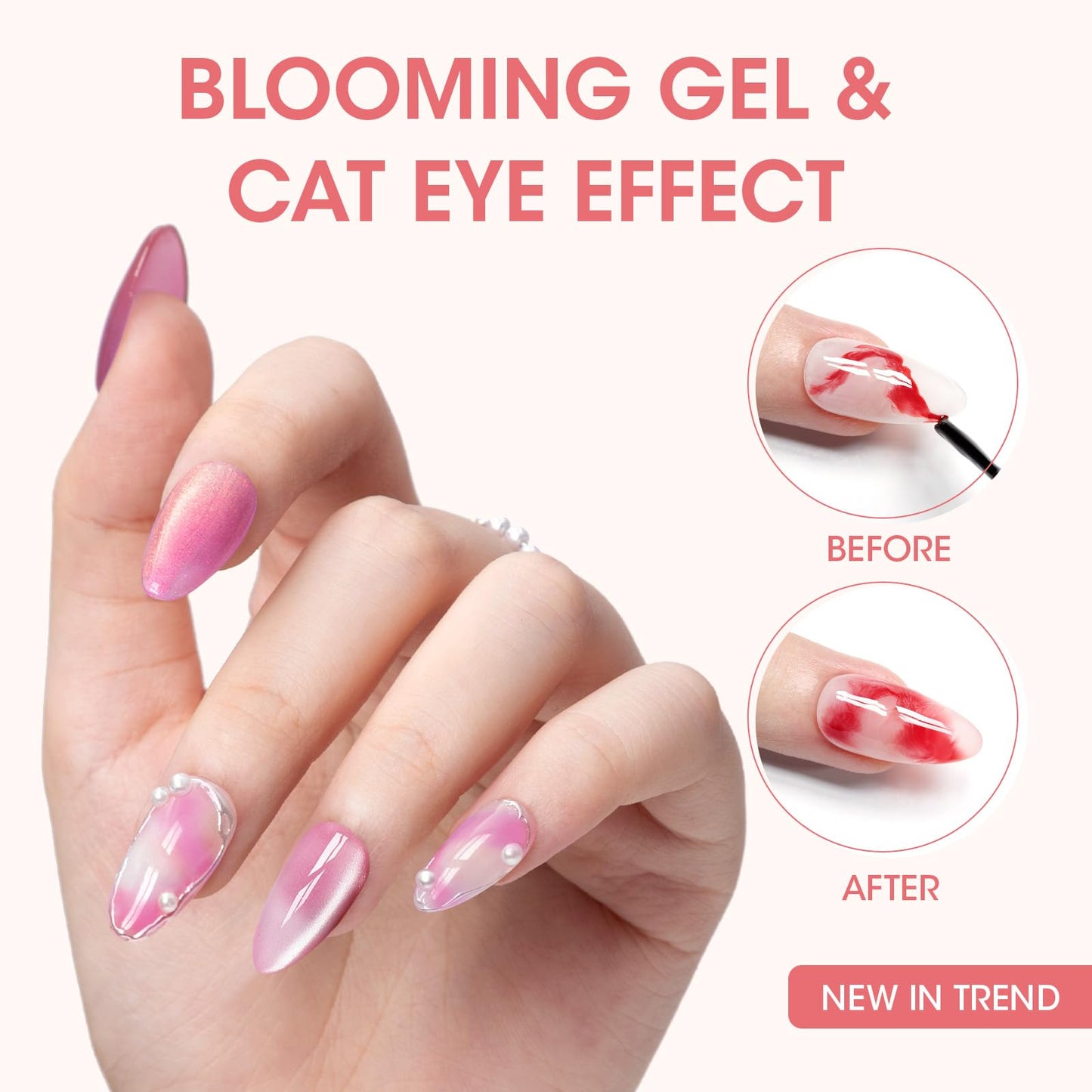 Gellen Gel Nail Polish, 6PCS Jelly Purple Red Pink Gel Polish Set, Soak off U V Gel Nail Polish Kit, Including Clear Cat Eye Gel Polish Blooming Effect Gel Polish, Color Numbers 976,977,978,988,993