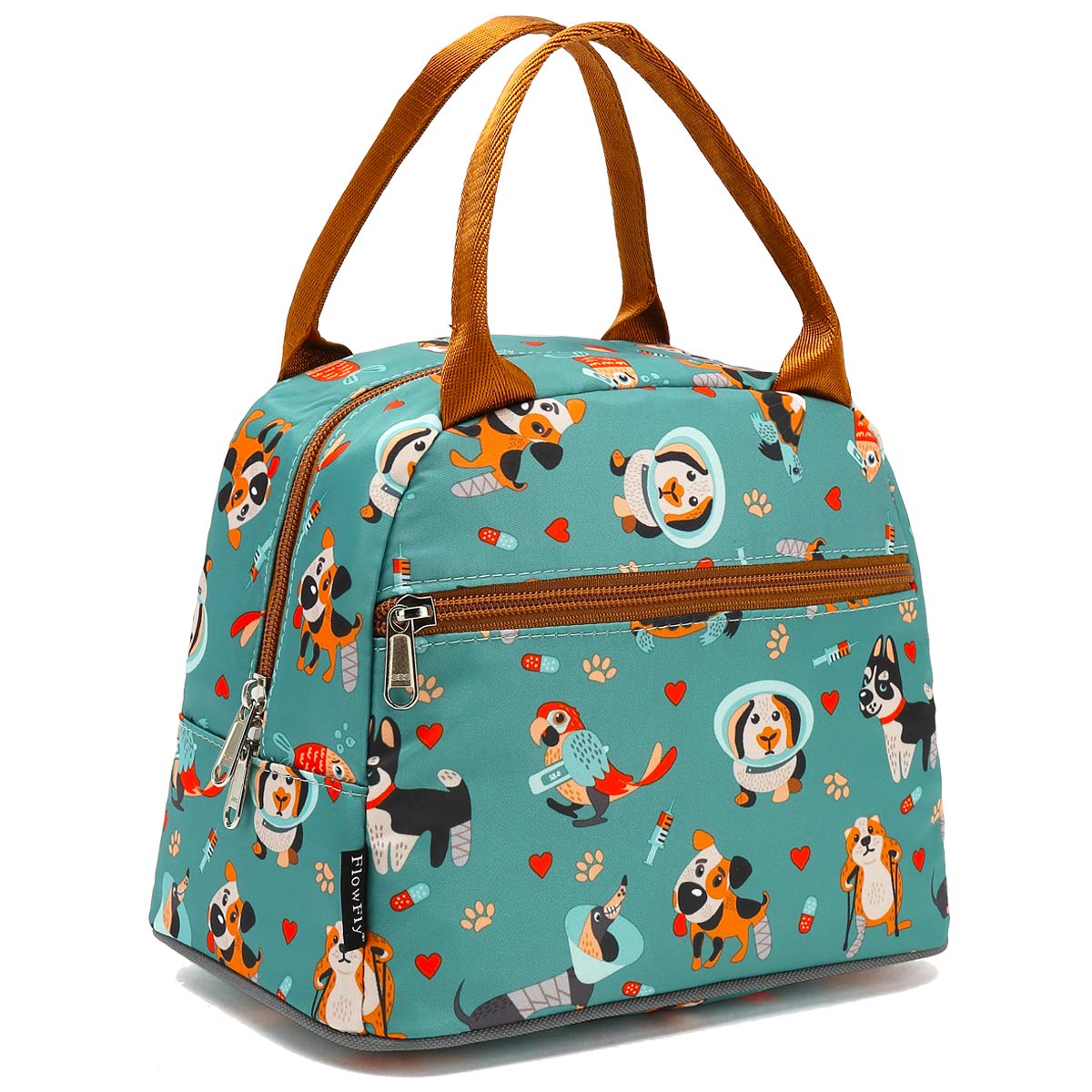 FlowFly Lunch Bag Tote Bag Lunch Organizer Lunch Holder Insulated Lunch Cooler Bag for Women/Men,Dog