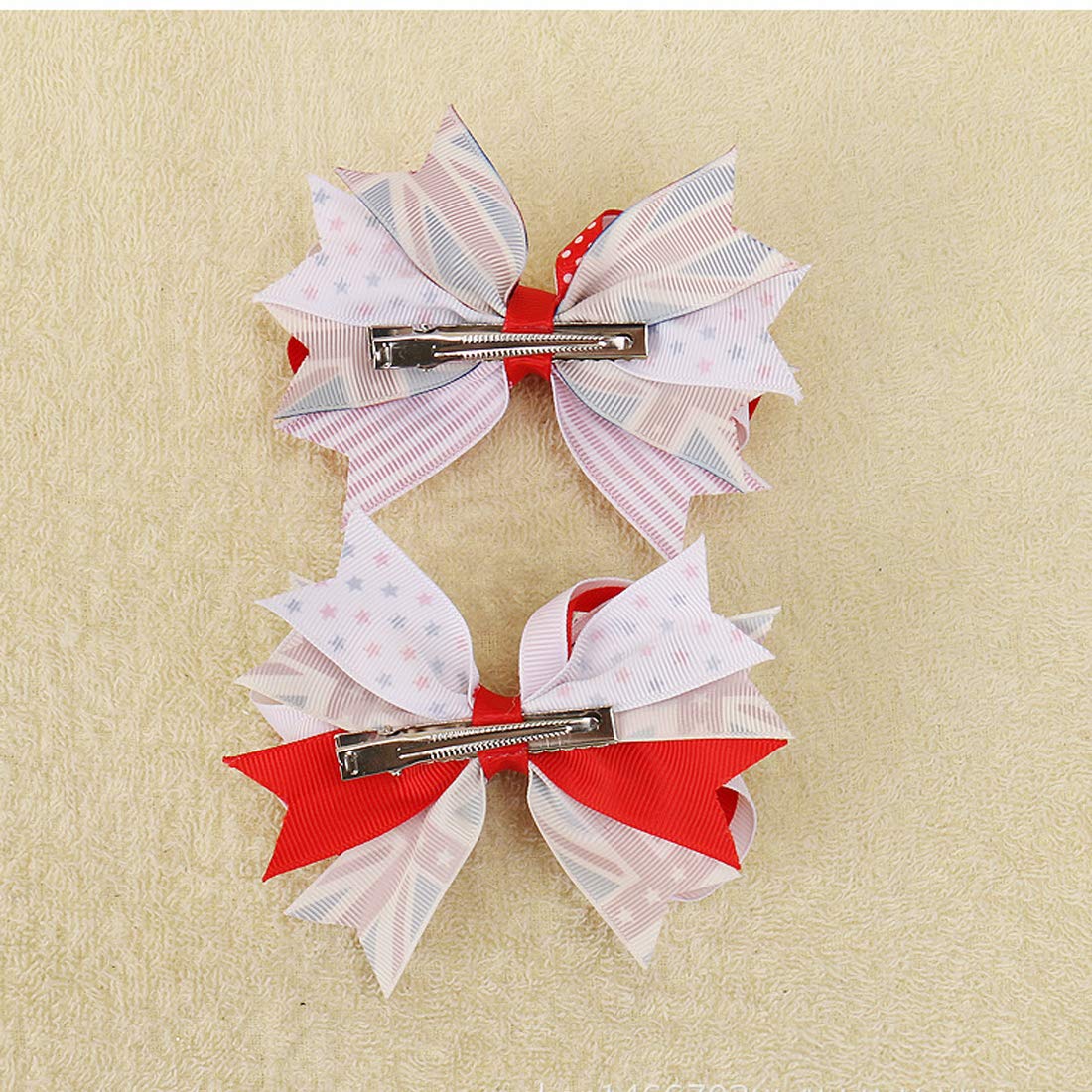 Girl Hair Clip Hair Bows Boutique Alligator Hairpins Hair Accessories for 4th of July 2 Pack ZFJ04 (Style 8)