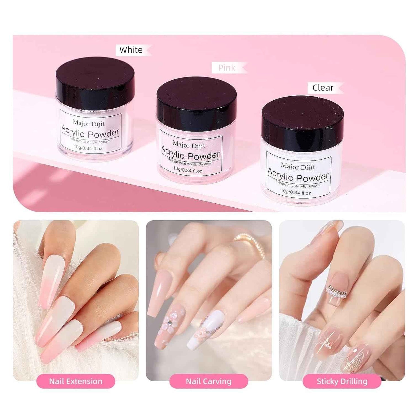 Nail Kit Acrylic Set -Acrylic Nail Kit for Beginners with Everything Gel Polish U V Light Acrylic Powders Decorations for Home Salon