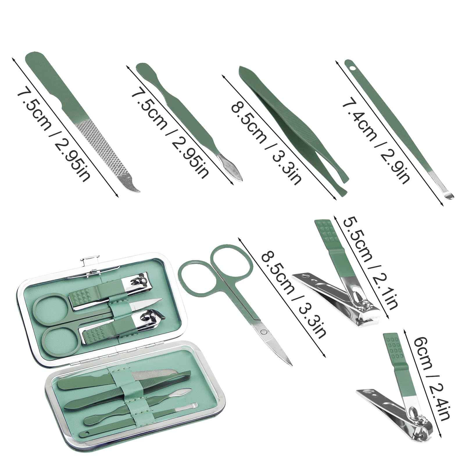 Manicure Kit Bulk, Nail Clippers Set Stainless Steel Fingernail Clippers Set, Sturdy Nail Tip Cutter Trimmers Professional Grooming Toenail Clippers Personal Pedicure Kits 7 in 1(Multicolour 24 Pack)