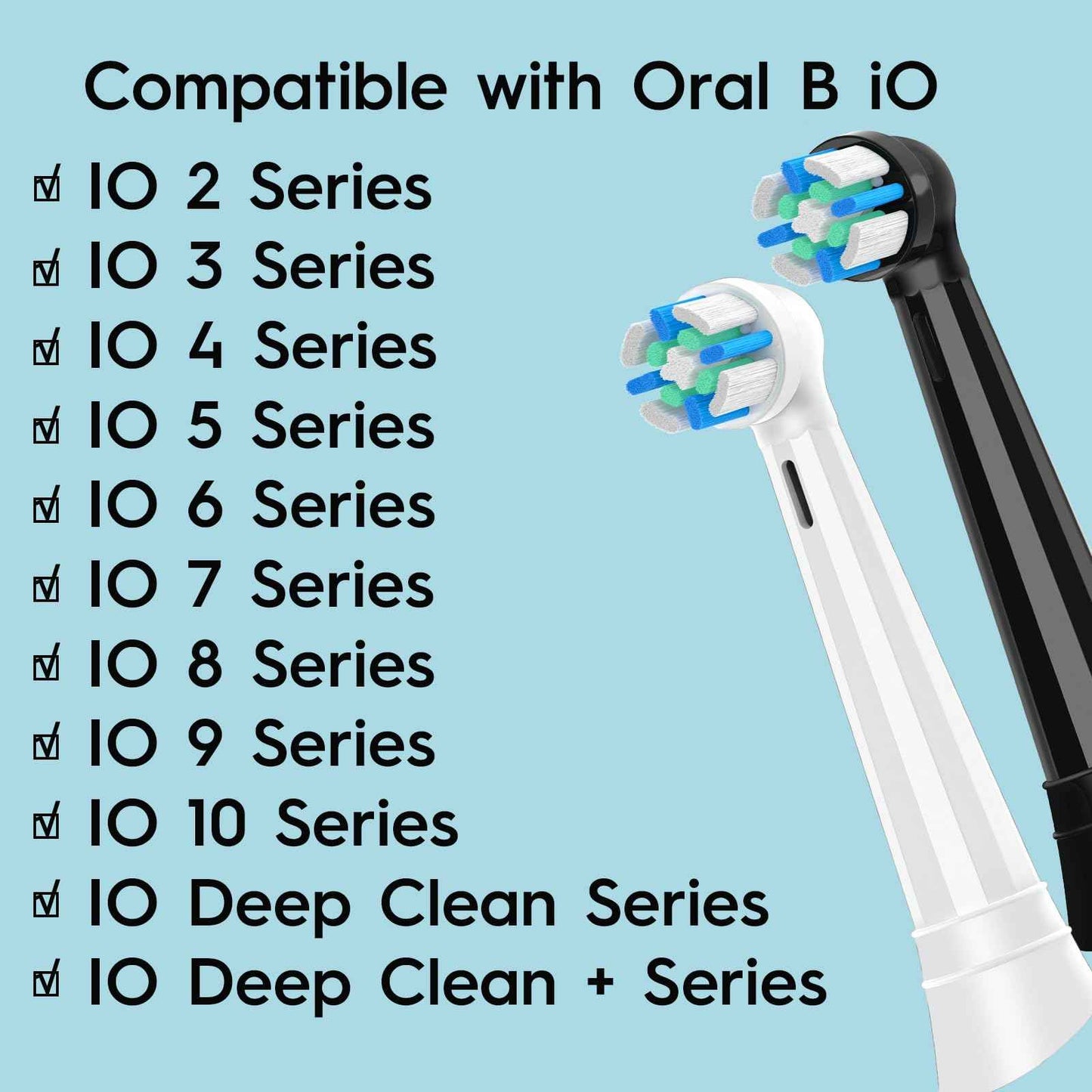 12 PCS Replacement Heads Compatible with Oral B IO 2/3/4/5/6/7/8/9/10/Deep Clean Series Electric Toothbrush, Medium Softness Brush Heads Compatible with Oral B IO for Teeth and Gums Care (Black/White)