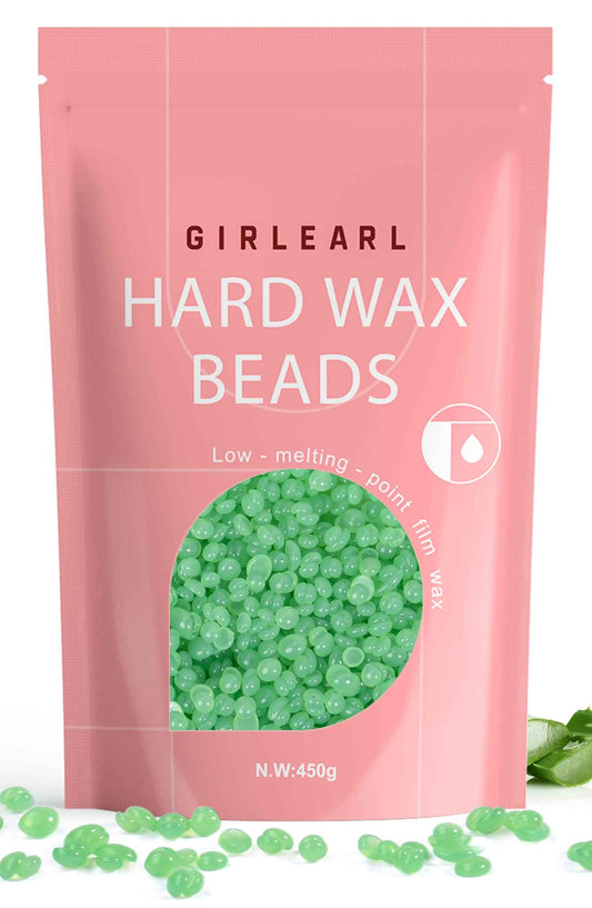 GIRLEARLE Wax Beads (1lb) for Hair Removal - Aloe Vera Formula, Perfect for Sensitive Skin, Eyebrow, Brazilian Bikini, Legs, Facial and Full Body Waxing at Home