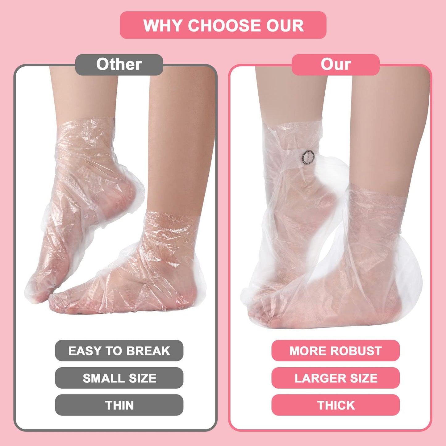 Noverlife 200PCS Paraffin Wax Hand & Foot Liner, Paraffin Bath Disposable Gloves and Booties, Clear Plastic Hot Spa Wax Bath Hand Mittens Foot Covers Plastic Socks