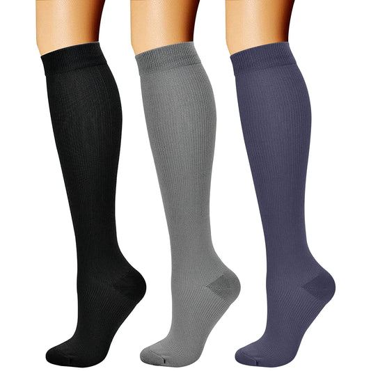 CHARMKING Compression Socks for Women & Men Circulation (3 Pairs) 15-20 mmHg is Best Athletic for Running, Flight Travel, Support, Cycling, Pregnant - Boost Performance, Durability (S/M, Multi 53)