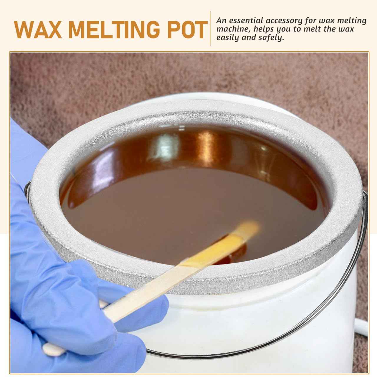 Garneck Metal Waxing Pot Liner with Lid: 600ml Waxing Warmer Replacement Inner Pot Hair Removal Machine Non-Stick Melting Bowl Insert