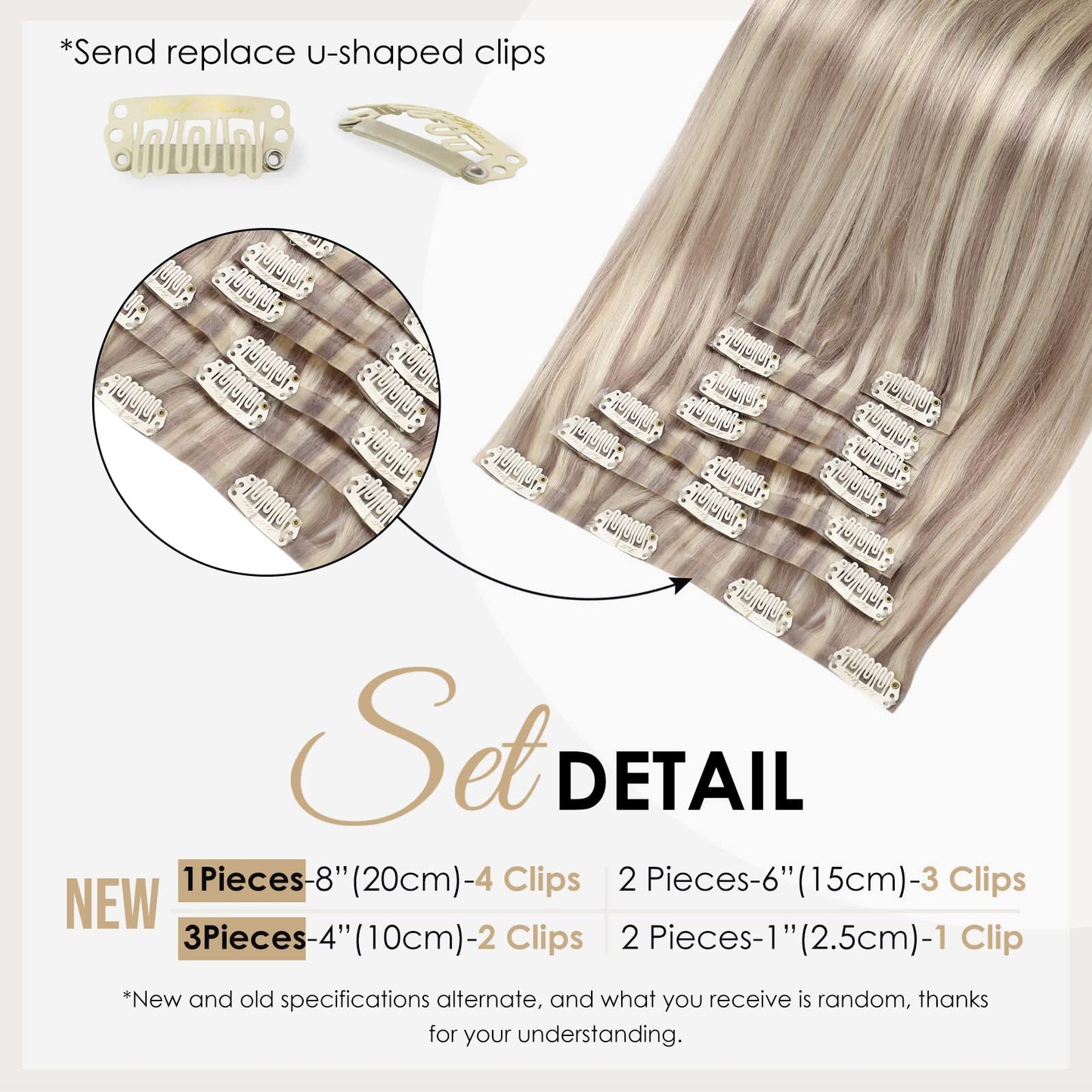 Full Shine Hair Extensions Real Human Hair Clip ins Blonde Highlight Seamless Clip in Human Hair Extensions 18 Inch 8 Pcs PU Clip in Extensions Skin Weft Clip in Hair Extensions 120 Grams