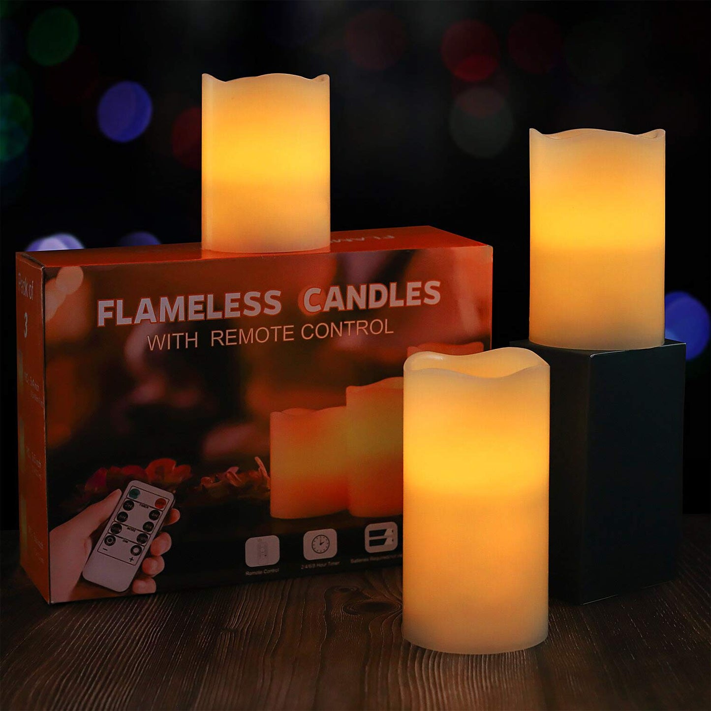 TEECOO Flameless Candles Battery Operated: Candles 4" 5" 6" H (3.15" D) Set of 6 Ivory Real Wax Pillar LED Candles with 10-Key Remote and Cycling 24 Hours Timer -（Beautiful Decoration for Party