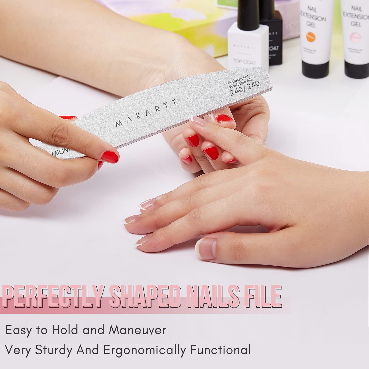 Makartt Nail File: 100/180 Grit Emery Boards for Nails, 10 Pcs Zebra Doubled Sides Coarse Fingernail Filer for Acrylic and Extension Gel Removal Manicure Kit Salon Home Use