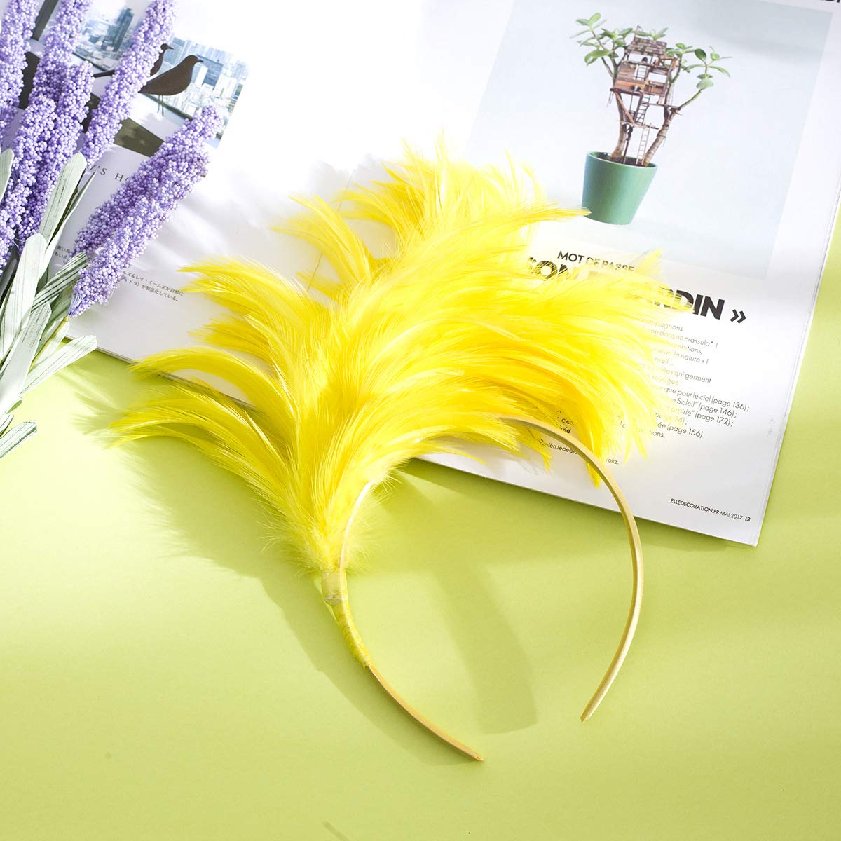 HIWIND Fashion Hairband Feathers Headband Tea Party Cocktail Wedding Headpiece