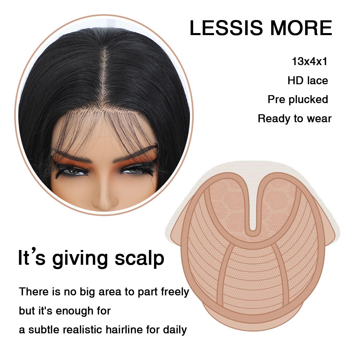 Silk Straight Synthetic Lace Front Wig Pre Plucked Wear And Go Glueless Wig HD Synthetic Lace Front Wigs for Women 180 Density 26 inch Black Natural Looking Hair Lace Wig