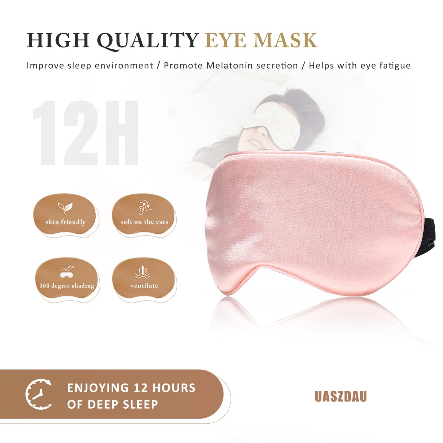 Sleep Mask Silk Eye Mask for Sleeping, Super Soft Blackout Eye Mask for Women Men, Side Sleeper Eye Covers for Sleeping with Adjustable Straps, Travel Eye Mask, 3 Pack