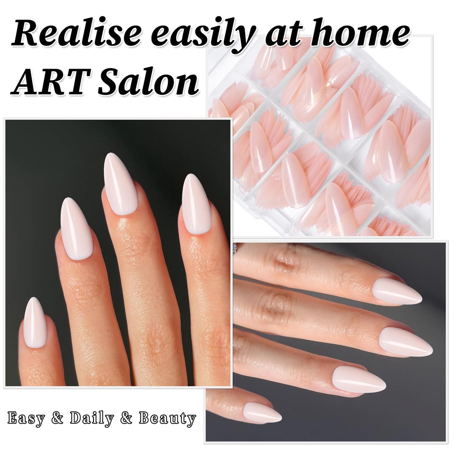 Lifextol 240PC Nude Almond Press on Nails Medium Fake Nails Press ons, False Acrylic Nails Press on Nails Almond Glue on Nails Artificial Nail Tips Fingernails Stick on Nails with Glue&Adhesive Tabs