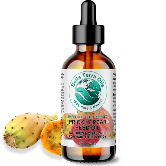 Bella Terra Oils - Prickly Pear Seed Oil 2 oz - Cold-Pressed Excellence, Packed with Vitamin E, Linoleic Acid, and Betalains, A Luxurious Touch for the Face