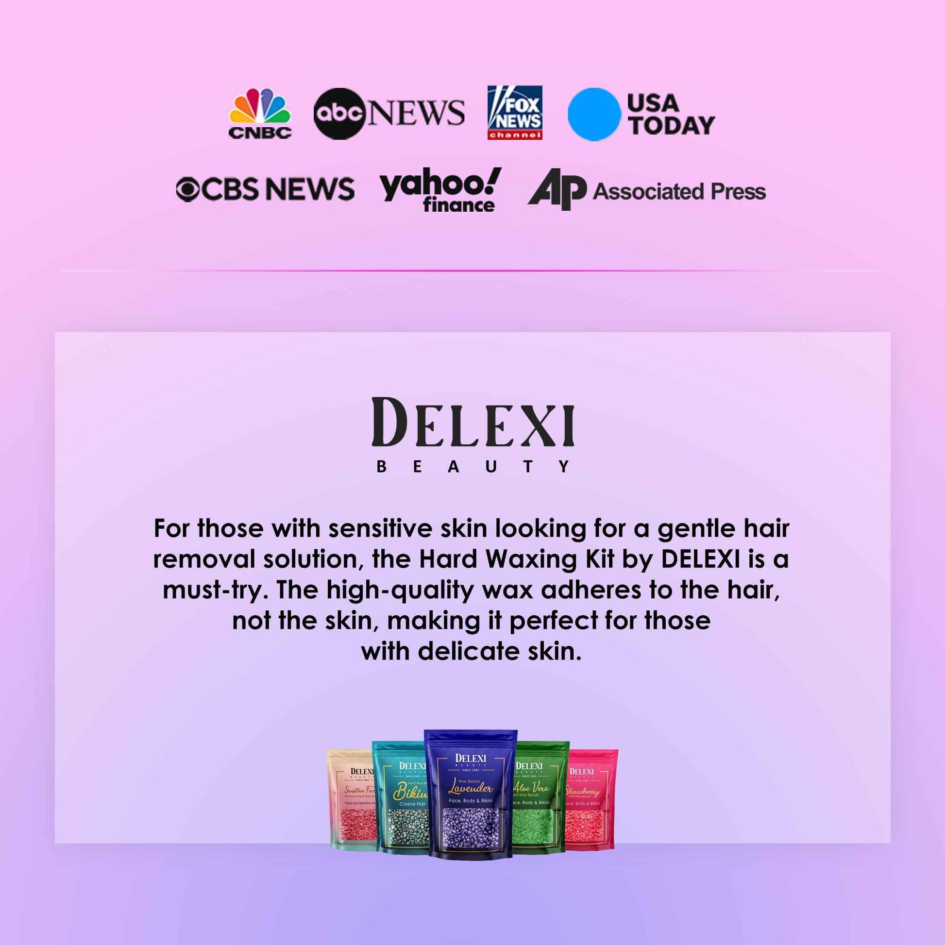 DELEXI Premium Waxing Kit for Sensitive Skin – Painless Hard Wax Beads, Safe Wax Warmer, Pre/Post Care Spray, Salon-Grade Results at Home for Face, Bikini, Brazilian & Full Body