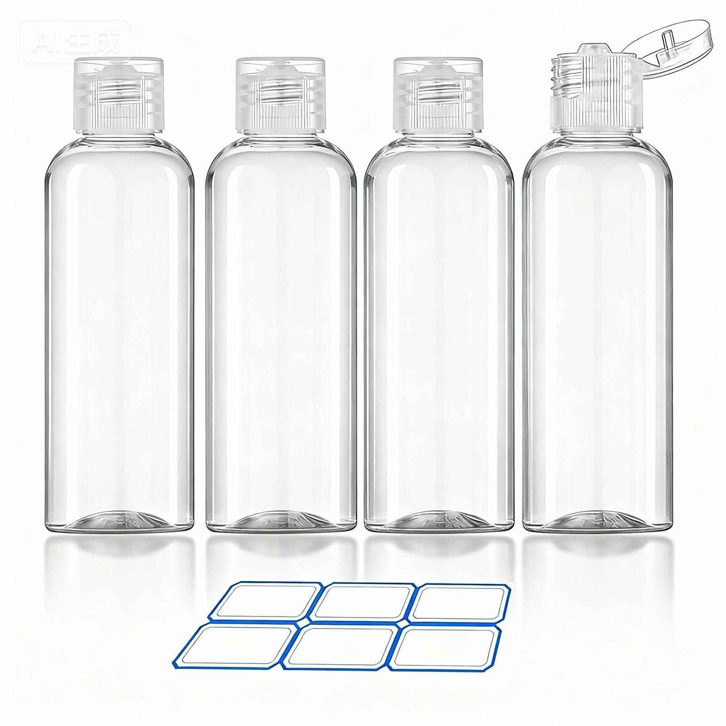 DTDNZKN 4 Pack 3.4 Oz (100ml) TSA Approved Travel Bottles for Toiletries, Leak Proof Plastic Travel Essentials Accessories with Labels