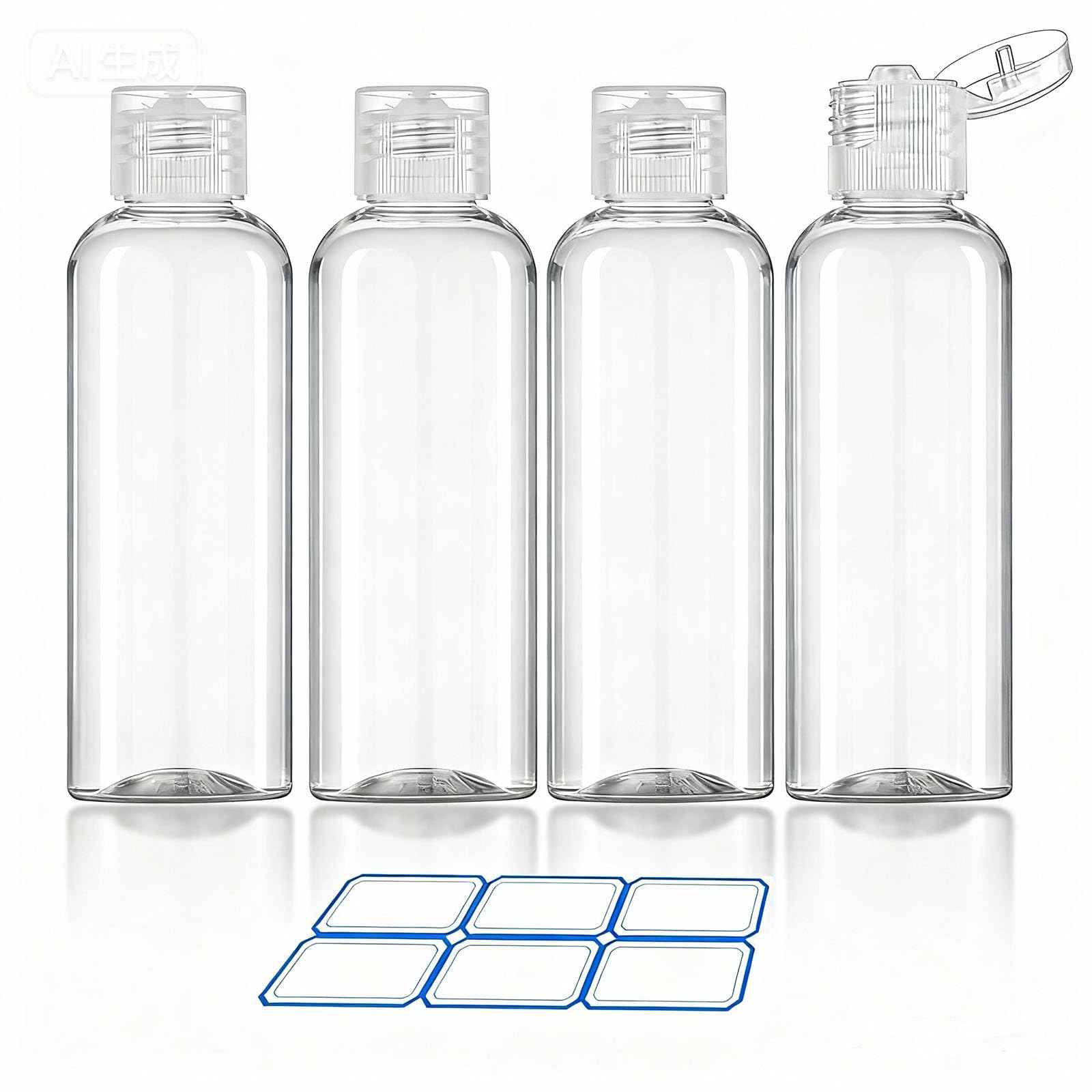 DTDNZKN 4 Pack 3.4 Oz (100ml) TSA Approved Travel Bottles for Toiletries, Leak Proof Plastic Travel Essentials Accessories with Labels