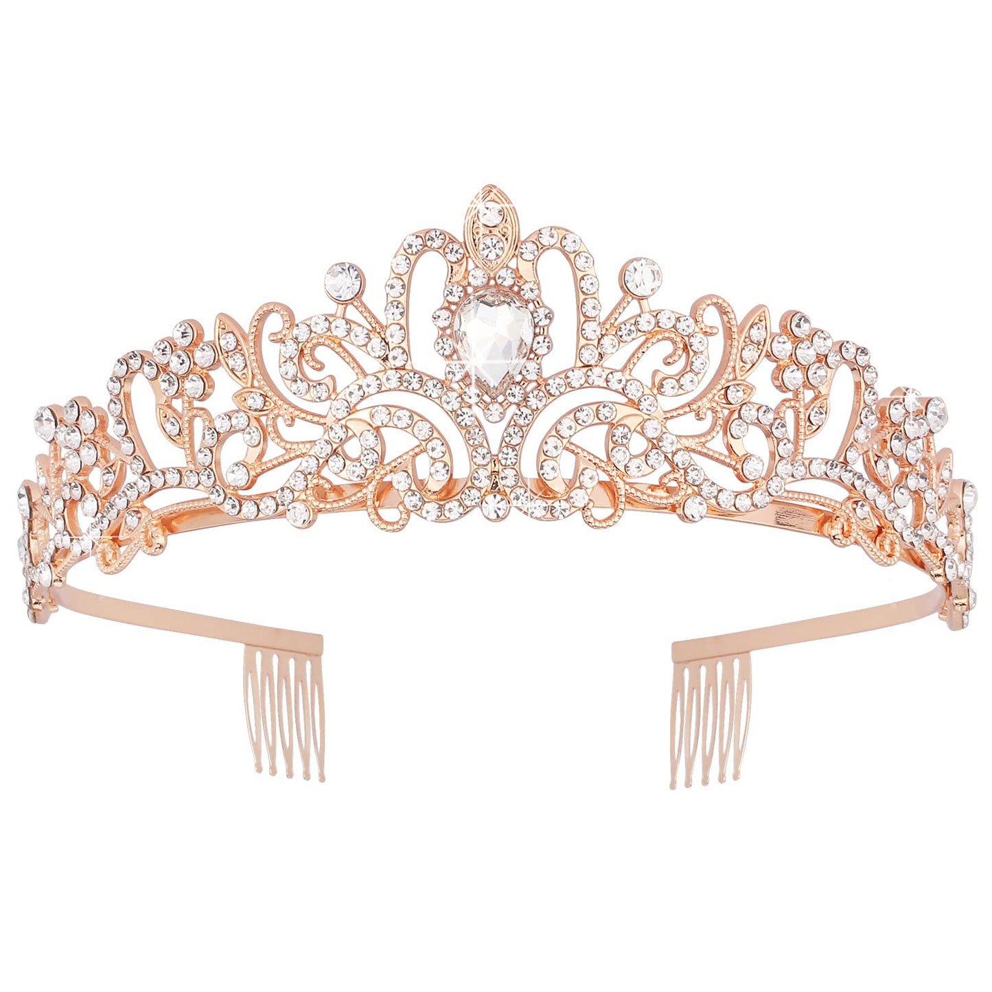 Rose Gold Tiaras Crown, KICOSY Crystal Tiaras and Crowns for Women Princess Tiara for Women the Crown for Girls Birthday Crowns for Women Birthday Tiara Princess Crowns and Tiaras for Girls