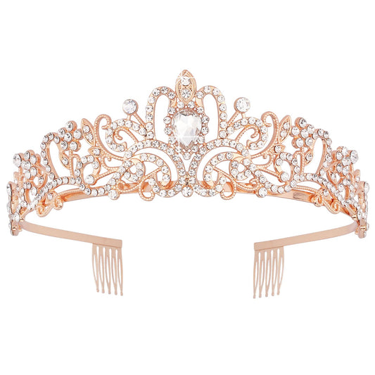 Rose Gold Tiaras Crown, KICOSY Crystal Tiaras and Crowns for Women Princess Tiara for Women the Crown for Girls Birthday Crowns for Women Birthday Tiara Princess Crowns and Tiaras for Girls