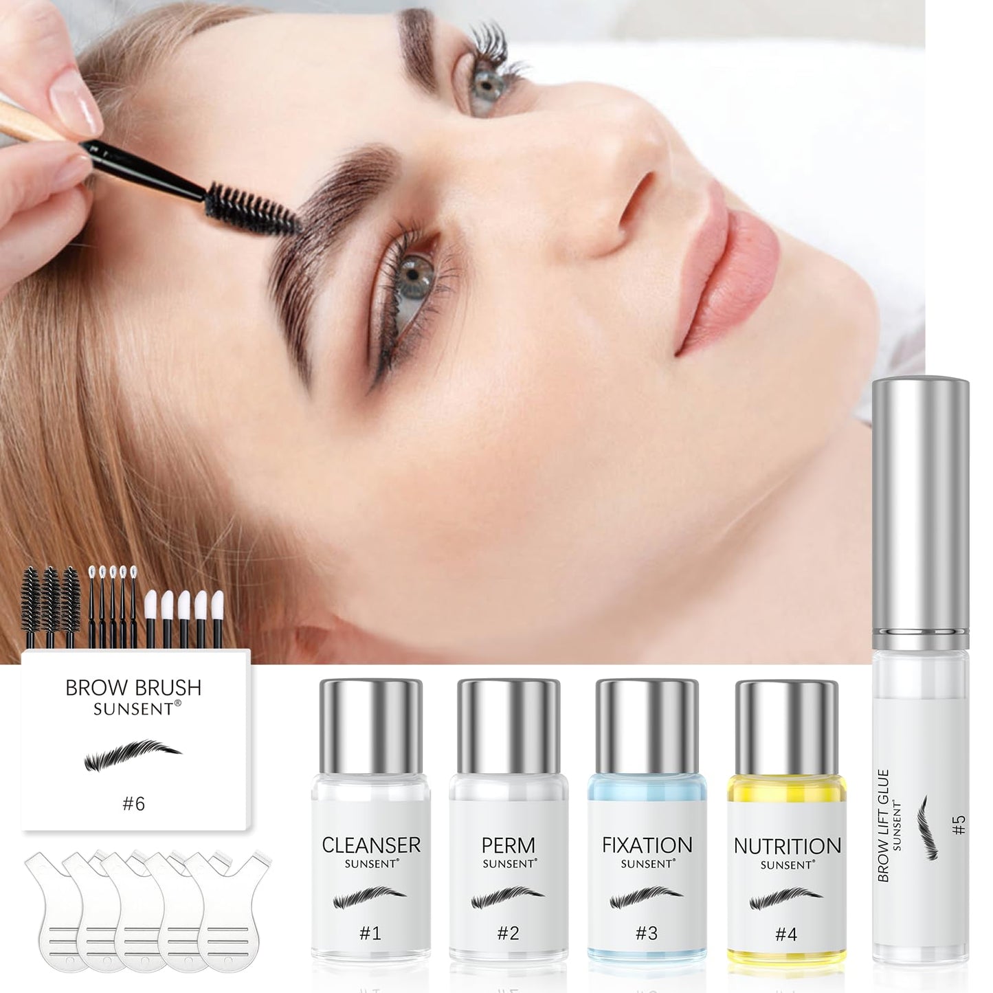 Eyebrow Lamination Kit,SUNSENT Brow Lamination Kit,Professional DIY Eyebrows Lift Styling Kit for Fuller and Messy Eyebrows,Lasting 8 Weeks,Suitable for Salon,Home Use